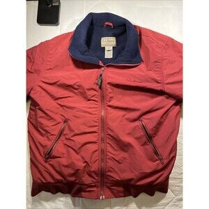 Vintage LL Bean Jacket Coat Mens Large Burgundy Maroon Blue Fleece Liner 71341